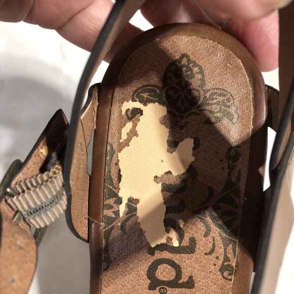 Mudd Kylie Cognac Y2K Style Wedge Brown Sandals Tan Straps Adjustable shoes Sz 7 - Picture 3 of 11